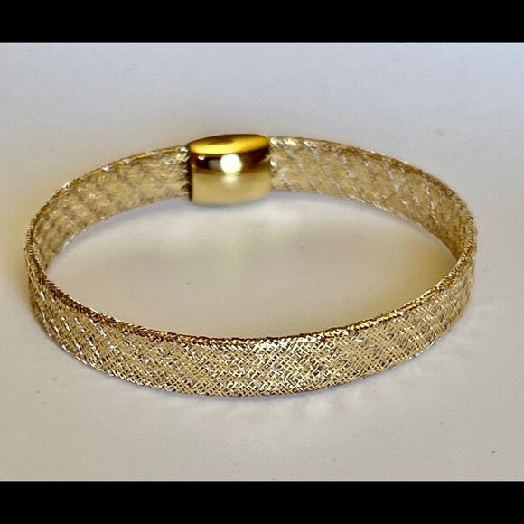Leslie's 14K Two-tone Fancy Stretch Bangle Bracelet - Picture 5 of 11